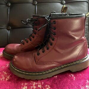 Little kids OxBlood Genuine Leather 8 hole Dr. Martens boots.